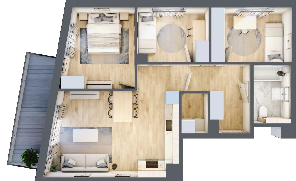 4 pokoje, mieszkanie 68,48 m², piętro 1, oferta nr A/3, Osiedle Wilno 8, Warszawa, Targówek, Elsnerów, ul. Bukowiecka
