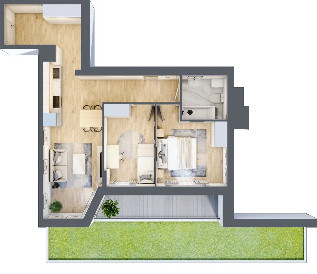 3 pokoje, mieszkanie 56,81 m², parter, oferta nr III/A5, Miasteczko Nova Sfera, Warszawa, Białołęka, Żerań, ul. Marywilska