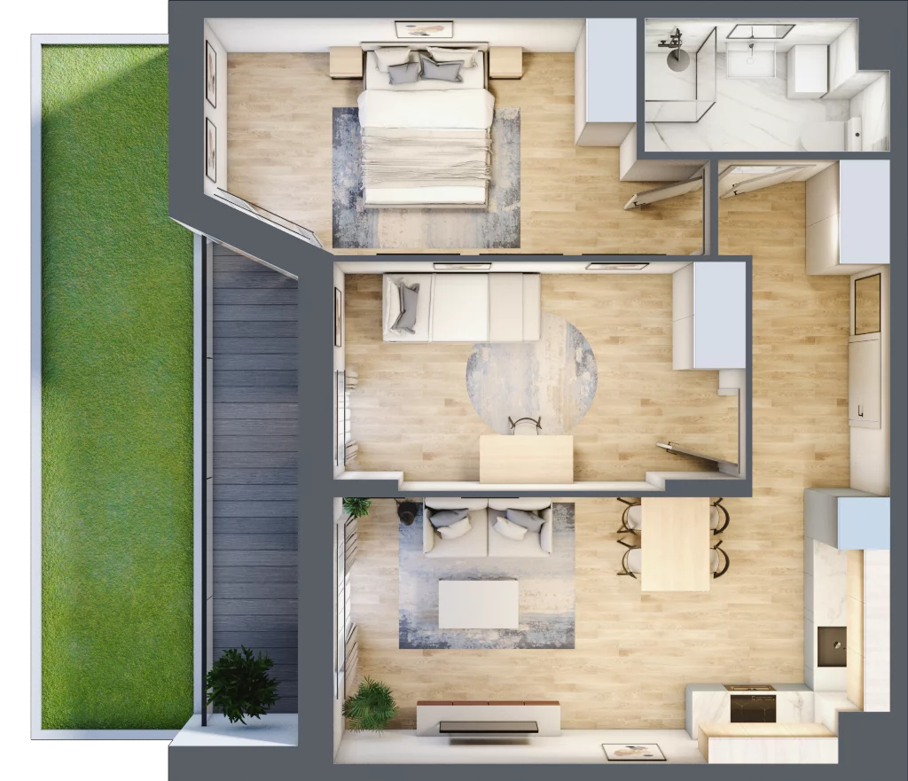 3 pokoje, mieszkanie 58,12 m², parter, oferta nr III/A2, Miasteczko Nova Sfera, Warszawa, Białołęka, Żerań, ul. Marywilska