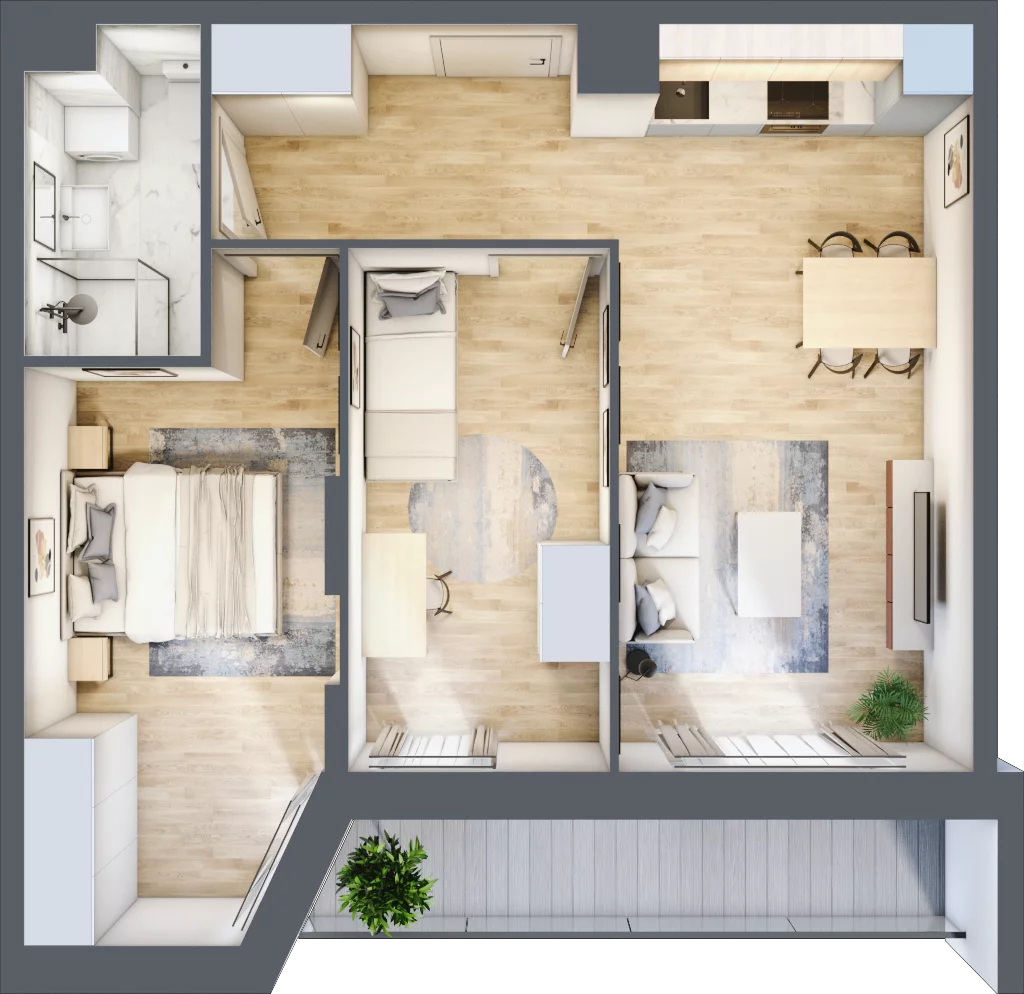 3 pokoje, mieszkanie 54,80 m², piętro 2, oferta nr III/B60, Miasteczko Nova Sfera, Warszawa, Białołęka, Żerań, ul. Marywilska