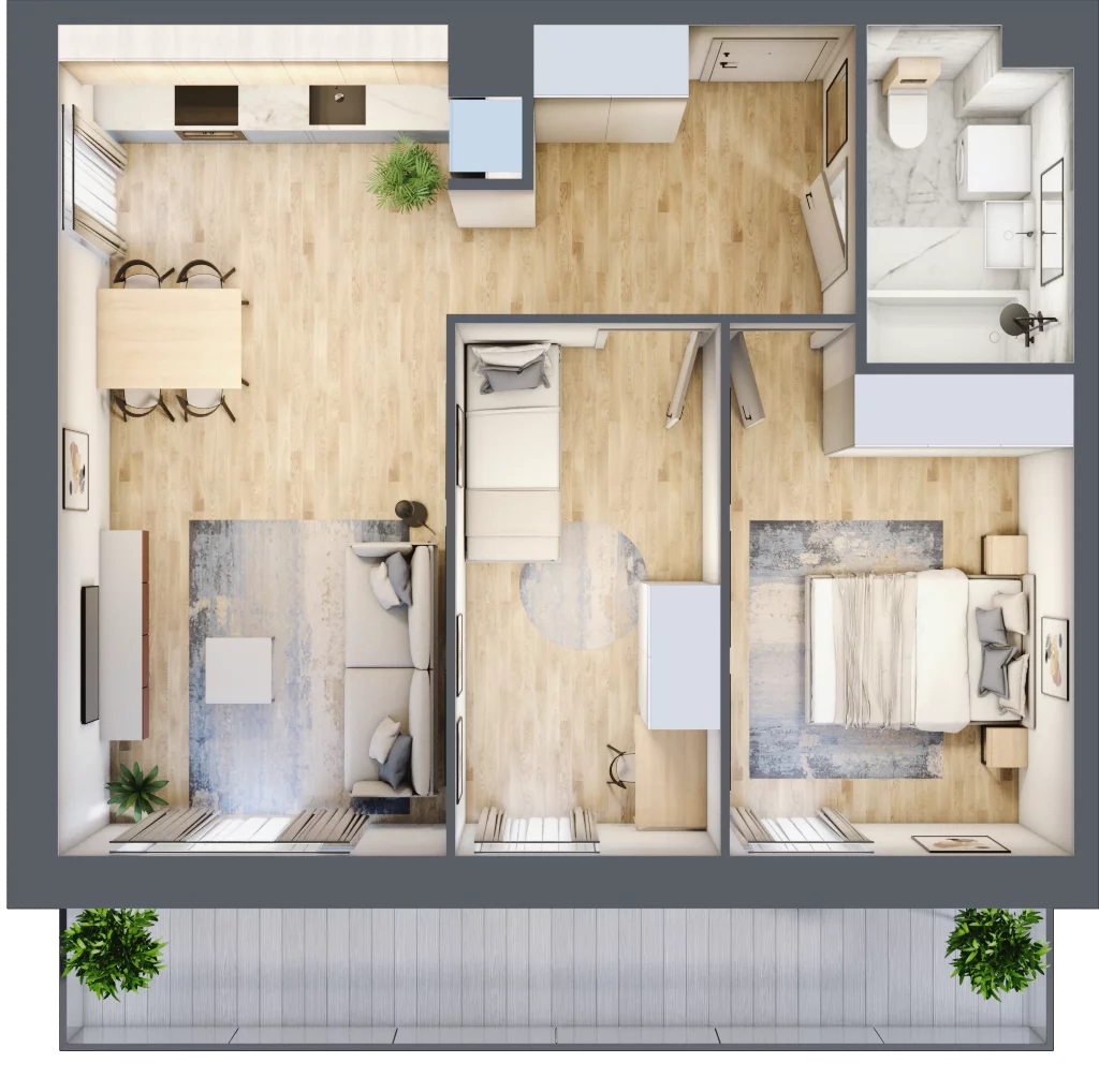 3 pokoje, mieszkanie 56,08 m², piętro 2, oferta nr I/8, Neo Nova Ochota, Warszawa, Włochy, Raków, ul. Łopuszańska 36A