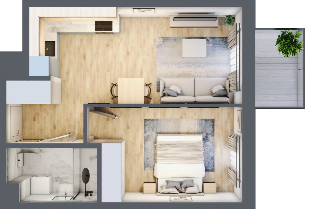2 pokoje, mieszkanie 39,57 m², piętro 3, oferta nr A-32, Miasteczko Julianów, Julianów, ul. Urbanistów