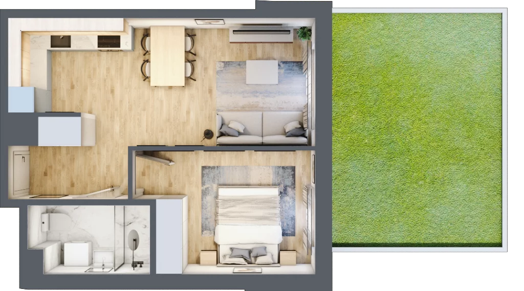 2 pokoje, mieszkanie 40,23 m², parter, oferta nr A-36, Miasteczko Julianów, Julianów, ul. Urbanistów