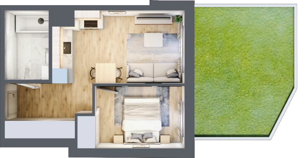 2 pokoje, mieszkanie 36,52 m², parter, oferta nr A-4, Miasteczko Julianów, Julianów, ul. Urbanistów
