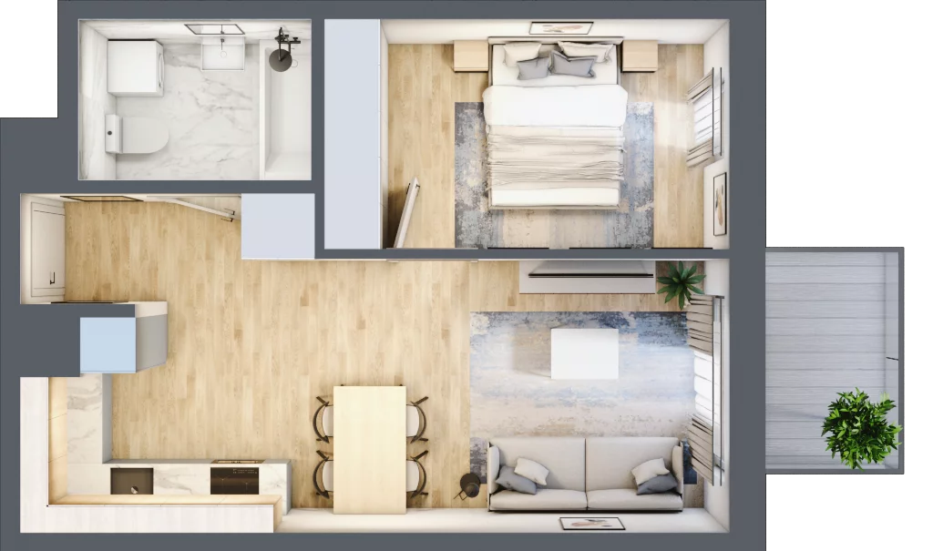 2 pokoje, mieszkanie 39,90 m², piętro 2, oferta nr B-104, Miasteczko Julianów, Julianów, ul. Urbanistów