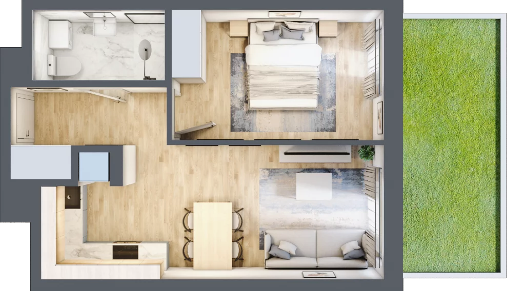 2 pokoje, mieszkanie 38,99 m², parter, oferta nr B-73, Miasteczko Julianów, Julianów, ul. Urbanistów
