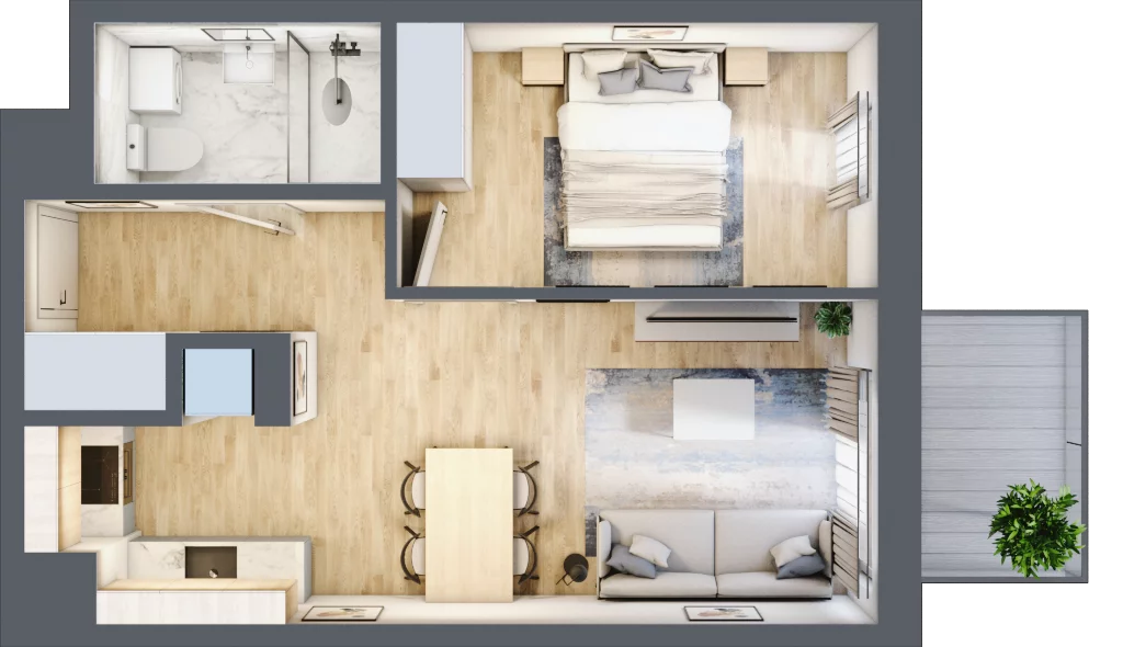 2 pokoje, mieszkanie 38,43 m², piętro 2, oferta nr B-92, Miasteczko Julianów, Julianów, ul. Urbanistów