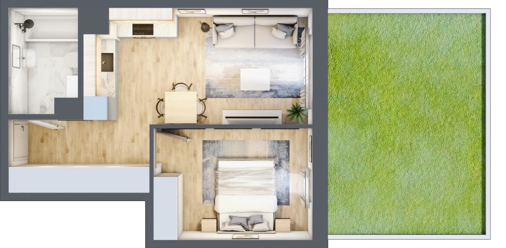 2 pokoje, mieszkanie 39,02 m², parter, oferta nr C-133, Miasteczko Julianów, Julianów, ul. Urbanistów