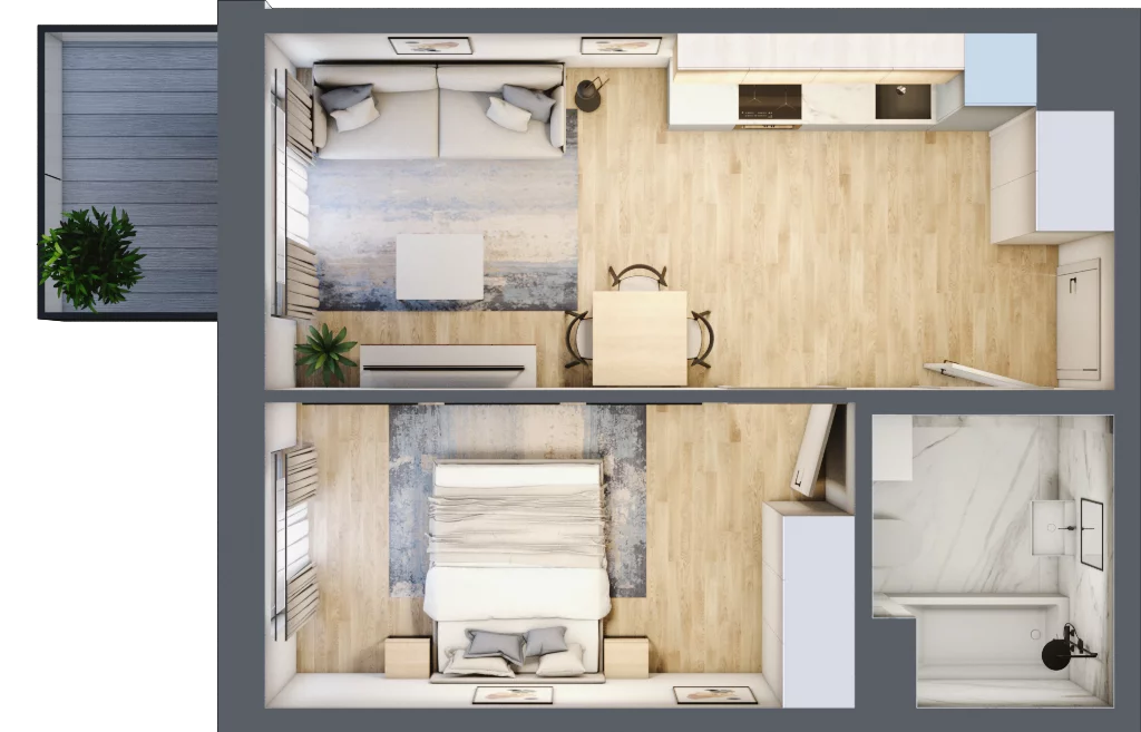 2 pokoje, mieszkanie 37,83 m², piętro 1, oferta nr C-141, Miasteczko Julianów, Julianów, ul. Urbanistów