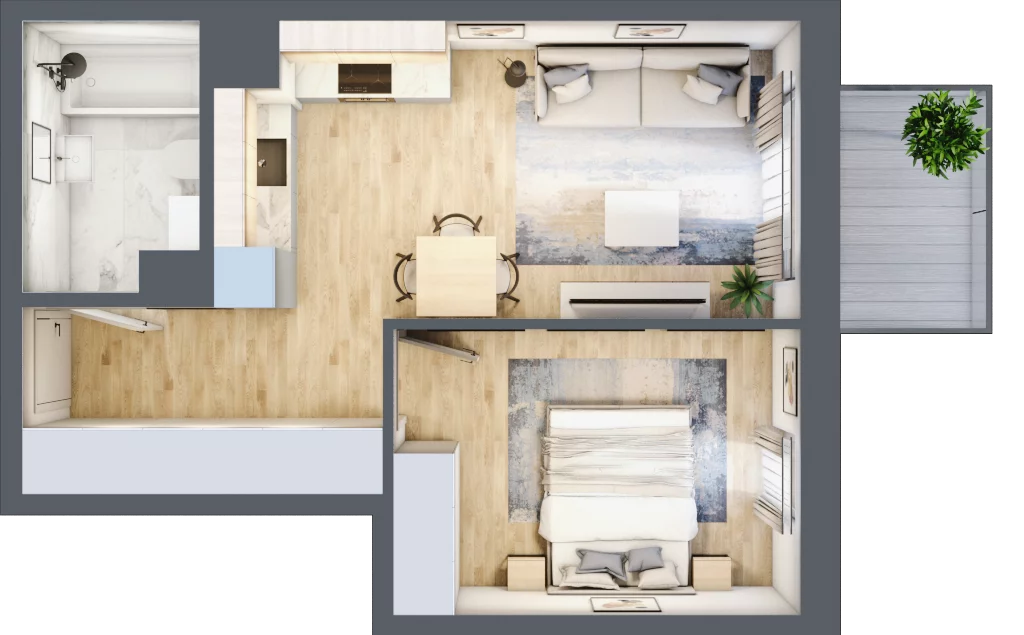 2 pokoje, mieszkanie 39,04 m², piętro 2, oferta nr C-169, Miasteczko Julianów, Julianów, ul. Urbanistów