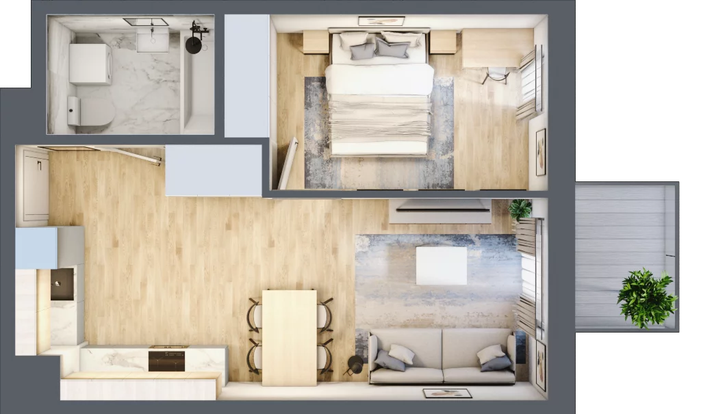 2 pokoje, mieszkanie 40,48 m², piętro 3, oferta nr C-182, Miasteczko Julianów, Julianów, ul. Urbanistów
