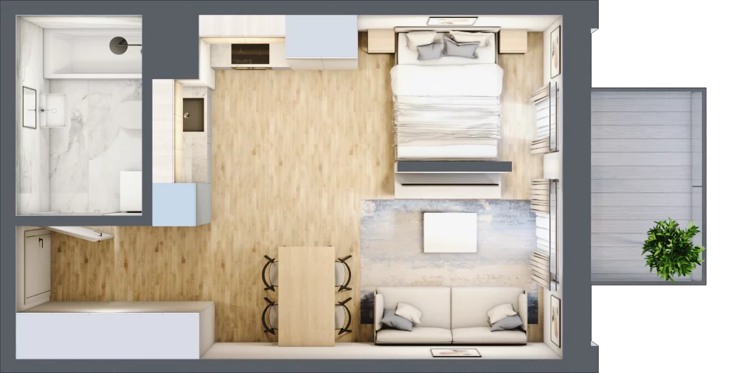 1 pokój, mieszkanie 34,74 m², piętro 3, oferta nr C-183, Miasteczko Julianów, Julianów, ul. Urbanistów