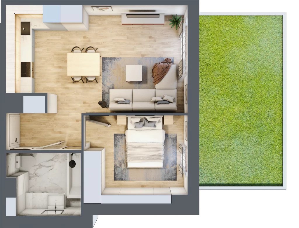 2 pokoje, mieszkanie 42,16 m², parter, oferta nr VII/43, Nova Viva Garden 7, Warszawa, Białołęka, Brzeziny, ul. Pawła Włodkowica 11C