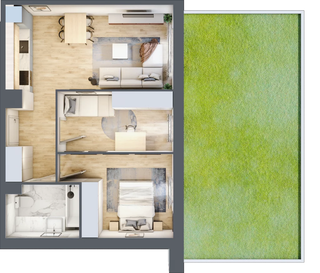 3 pokoje, mieszkanie 51,43 m², parter, oferta nr VII/55, Nova Viva Garden 7, Warszawa, Białołęka, Brzeziny, ul. Pawła Włodkowica 11C