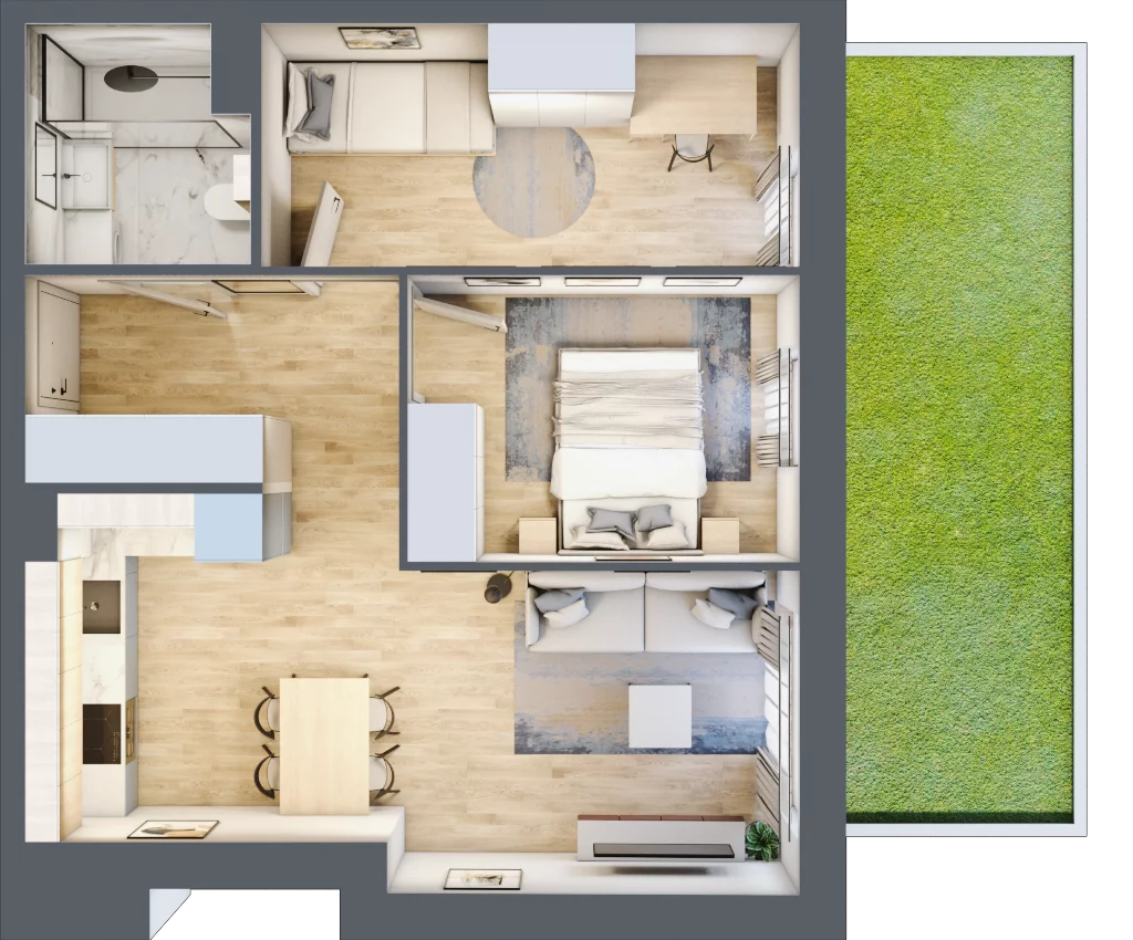 3 pokoje, mieszkanie 49,09 m², parter, oferta nr VIII/42, Nova Viva Garden 8, Warszawa, Białołęka, Brzeziny, ul. Włodkowica 11D