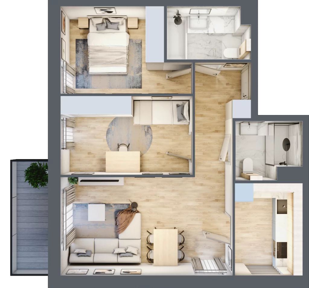 3 pokoje, mieszkanie 60,55 m², piętro 3, oferta nr VIII/98, Nova Viva Garden 8, Warszawa, Białołęka, Brzeziny, ul. Włodkowica 11D