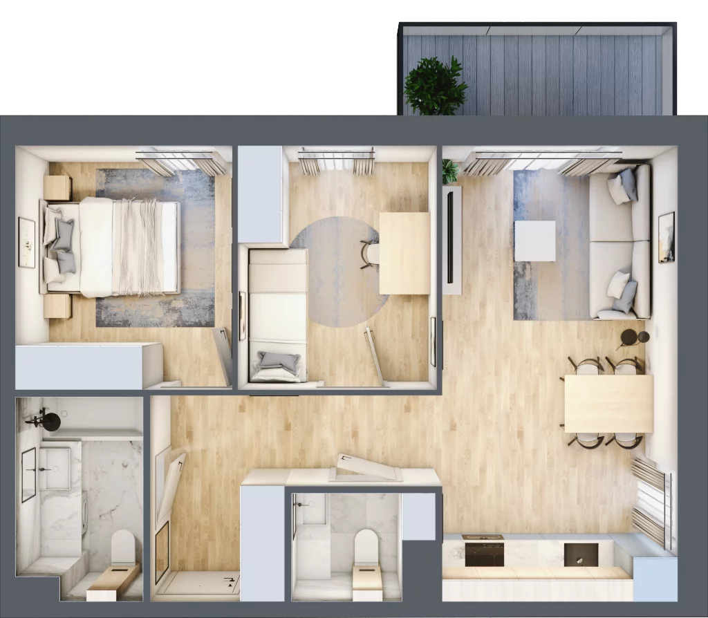 3 pokoje, mieszkanie 53,35 m², piętro 3, oferta nr VIII/97, Nova Viva Garden 8, Warszawa, Białołęka, Brzeziny, ul. Włodkowica 11D