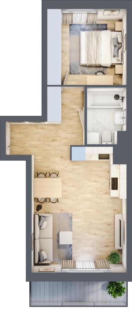 2 pokoje, mieszkanie 44,93 m², piętro 1, oferta nr VII/65, Metro Art 7, Warszawa, Praga Południe, Kamionek, ul. Chodakowska 36