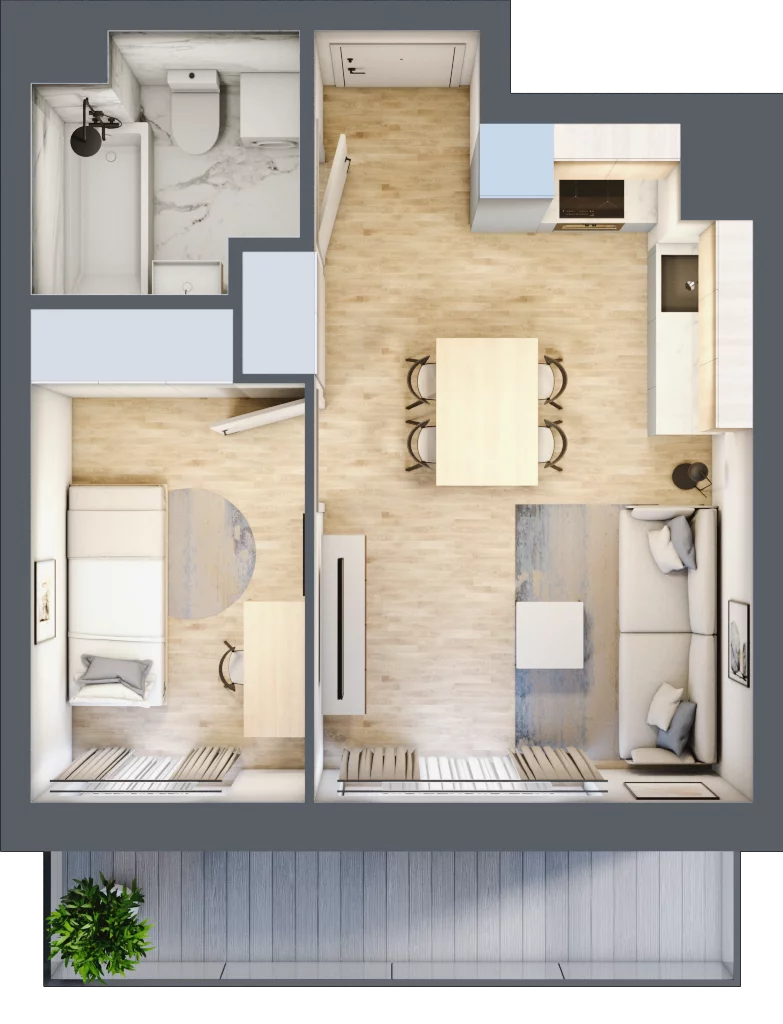 2 pokoje, mieszkanie 33,16 m², piętro 4, oferta nr VII/104, Metro Art 7, Warszawa, Praga Południe, Kamionek, ul. Chodakowska 36