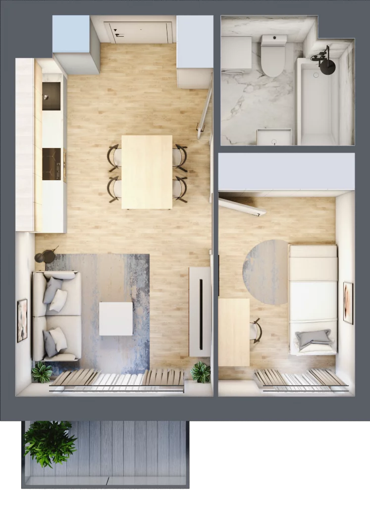 2 pokoje, mieszkanie 32,89 m², piętro 4, oferta nr VII/18, Metro Art 7, Warszawa, Praga Południe, Kamionek, ul. Chodakowska 36