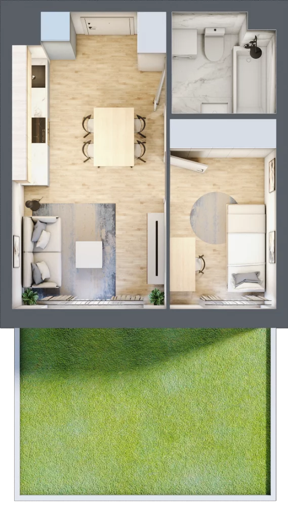 2 pokoje, mieszkanie 32,89 m², parter, oferta nr VII/2, Metro Art 7, Warszawa, Praga Południe, Kamionek, ul. Chodakowska 36