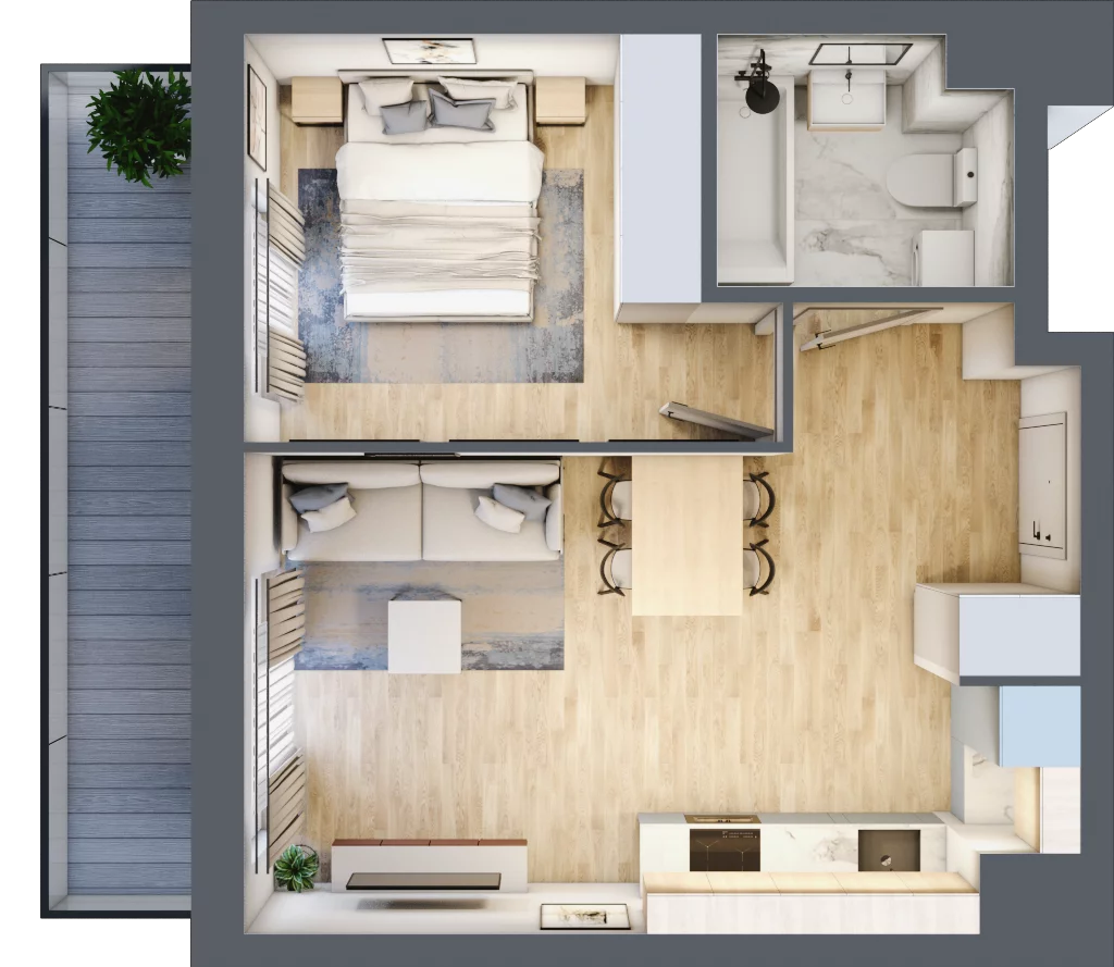 2 pokoje, mieszkanie 38,77 m², piętro 2, oferta nr VII/71, Metro Art 7, Warszawa, Praga Południe, Kamionek, ul. Chodakowska 36