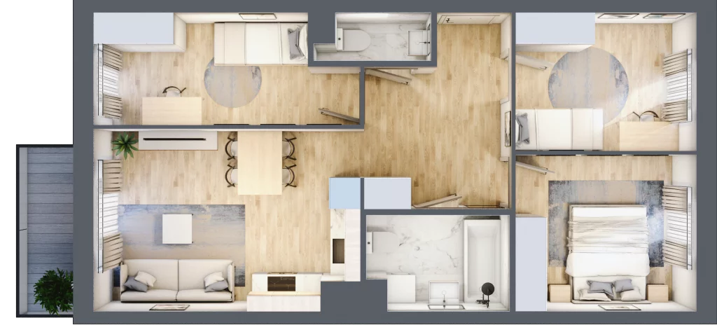 4 pokoje, mieszkanie 63,48 m², piętro 1, oferta nr VII/25, Metro Art 7, Warszawa, Praga Południe, Kamionek, ul. Chodakowska 36