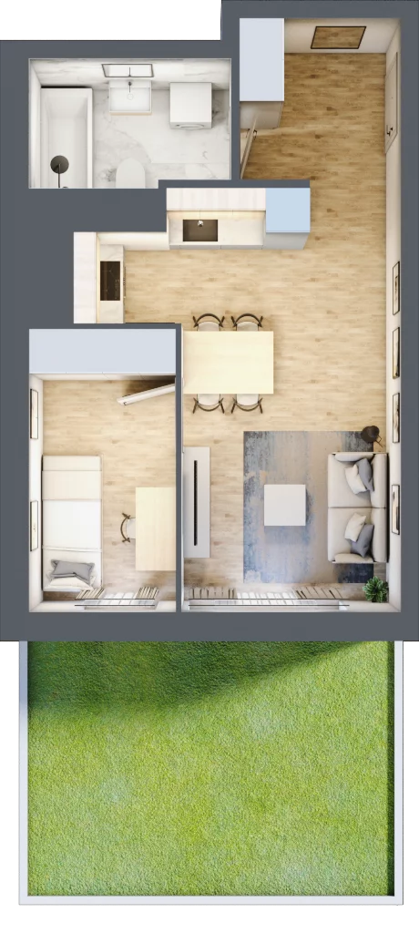 2 pokoje, mieszkanie 36,36 m², parter, oferta nr VII/4, Metro Art 7, Warszawa, Praga Południe, Kamionek, ul. Chodakowska 36