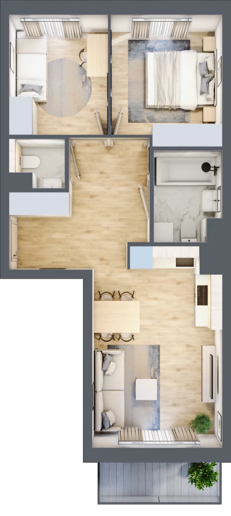 3 pokoje, mieszkanie 52,66 m², piętro 4, oferta nr VII/40, Metro Art 7, Warszawa, Praga Południe, Kamionek, ul. Chodakowska 36