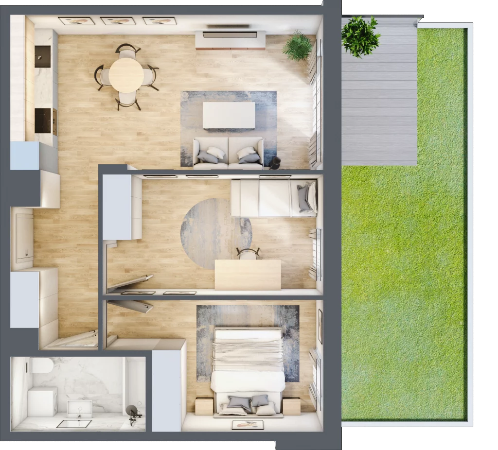 3 pokoje, mieszkanie 55,09 m², parter, oferta nr E_4, 3 Ogrody, Zamienie, ul. Anyżkowa