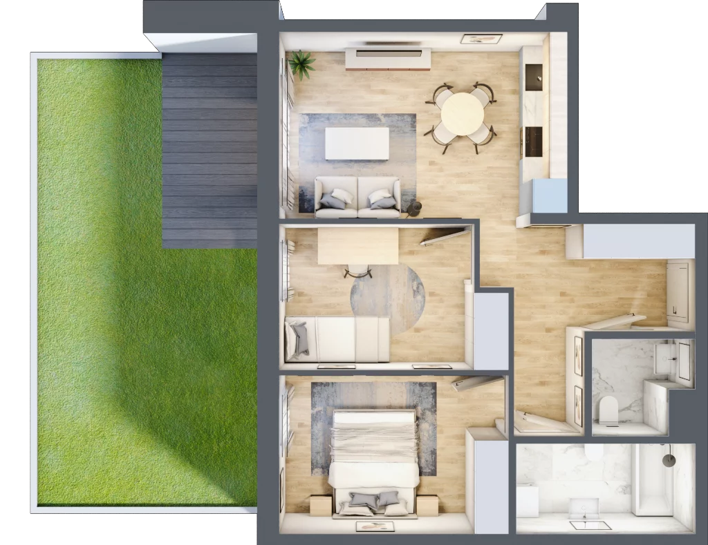 3 pokoje, mieszkanie 53,76 m², parter, oferta nr E_8, 3 Ogrody, Zamienie, ul. Anyżkowa