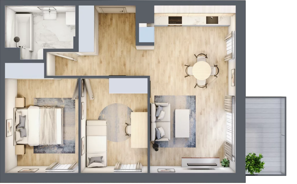 3 pokoje, mieszkanie 56,86 m², piętro 1, oferta nr E_11, 3 Ogrody, Zamienie, ul. Anyżkowa