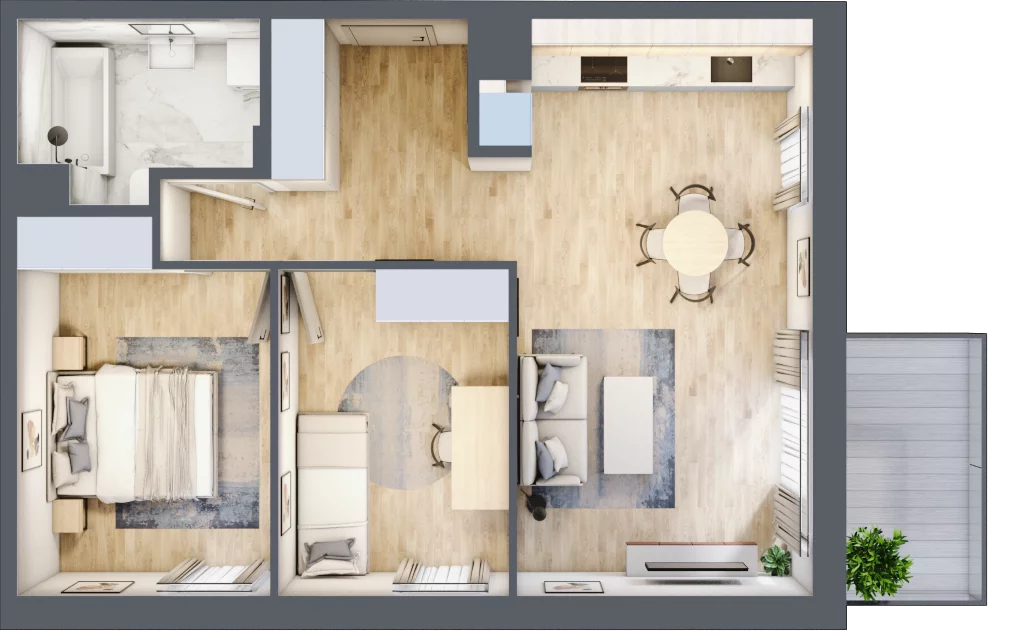 3 pokoje, mieszkanie 56,96 m², piętro 3, oferta nr E_27, 3 Ogrody, Zamienie, ul. Anyżkowa