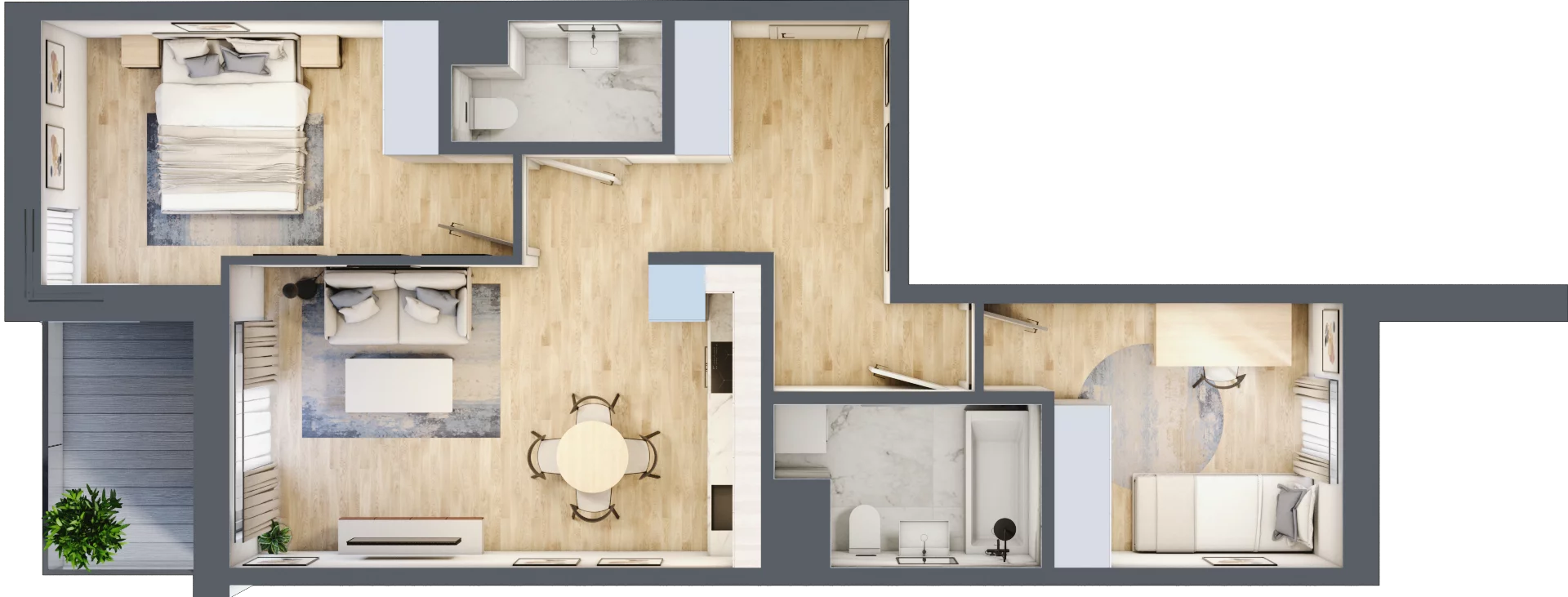 3 pokoje, mieszkanie 55,83 m², piętro 3, oferta nr E_31, 3 Ogrody, Zamienie, ul. Anyżkowa