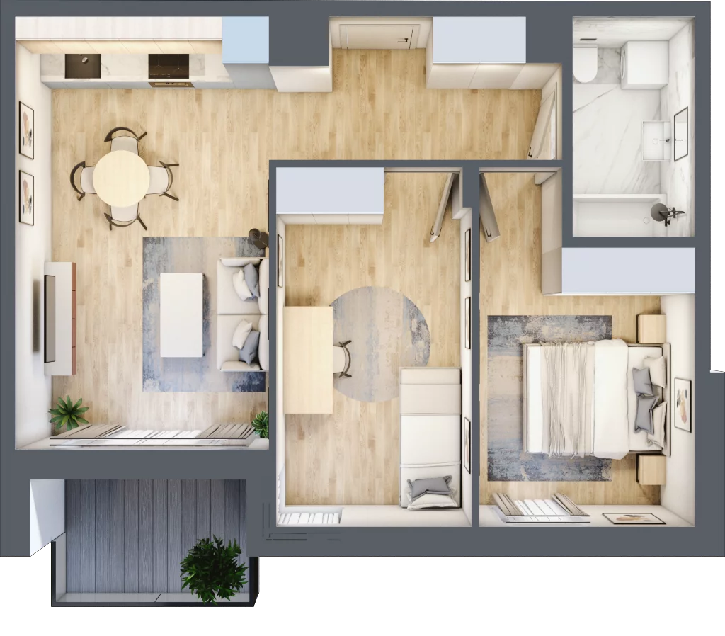 3 pokoje, mieszkanie 51,37 m², piętro 1, oferta nr E_37, 3 Ogrody, Zamienie, ul. Anyżkowa