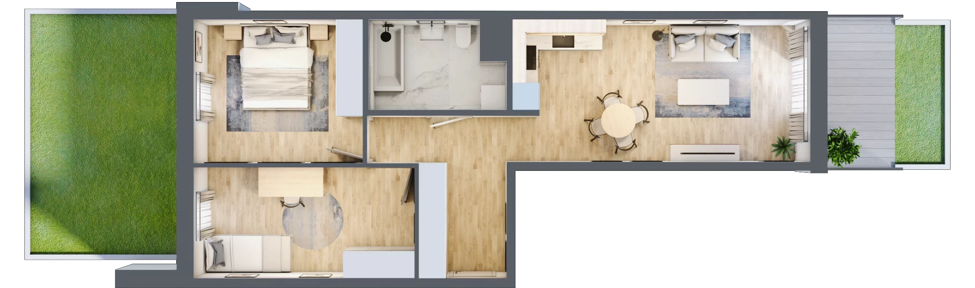 3 pokoje, mieszkanie 59,30 m², parter, oferta nr E_45, 3 Ogrody, Zamienie, ul. Anyżkowa