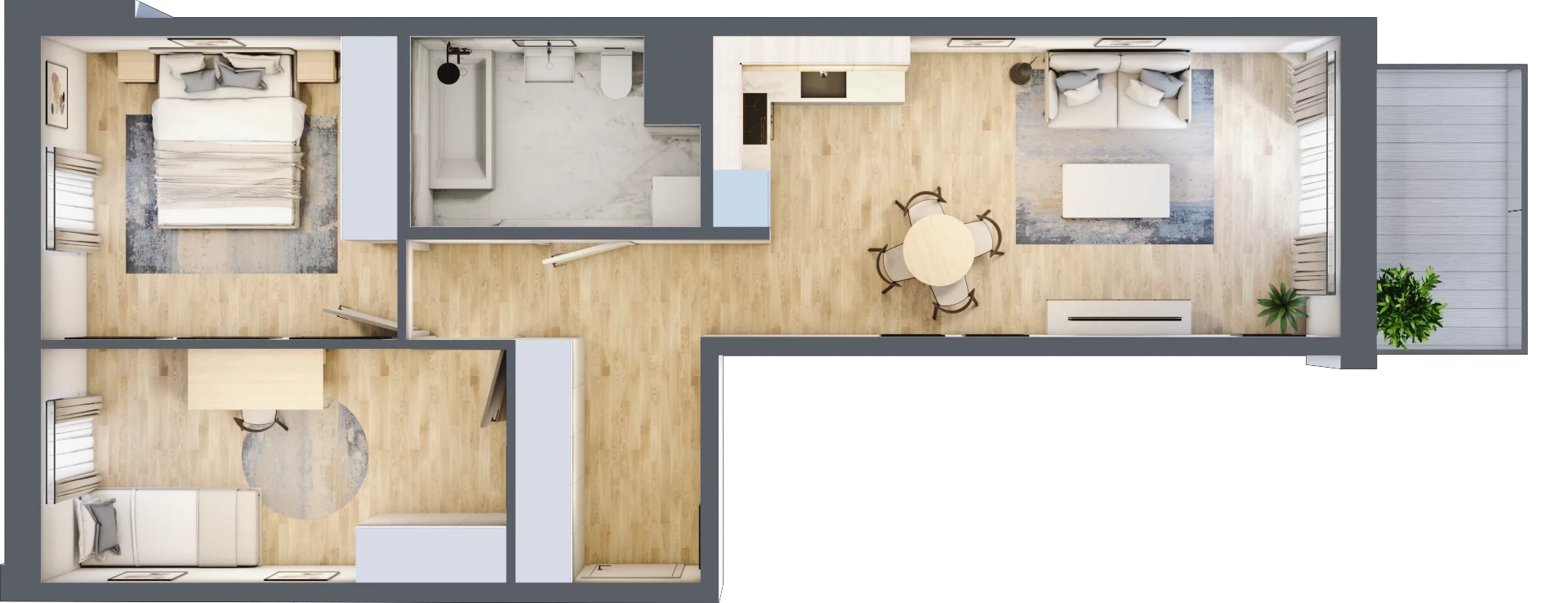 3 pokoje, mieszkanie 59,31 m², piętro 3, oferta nr E_57, 3 Ogrody, Zamienie, ul. Anyżkowa