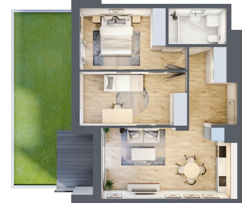 3 pokoje, mieszkanie 56,33 m², parter, oferta nr F_9, 3 Ogrody, Zamienie, ul. Anyżkowa