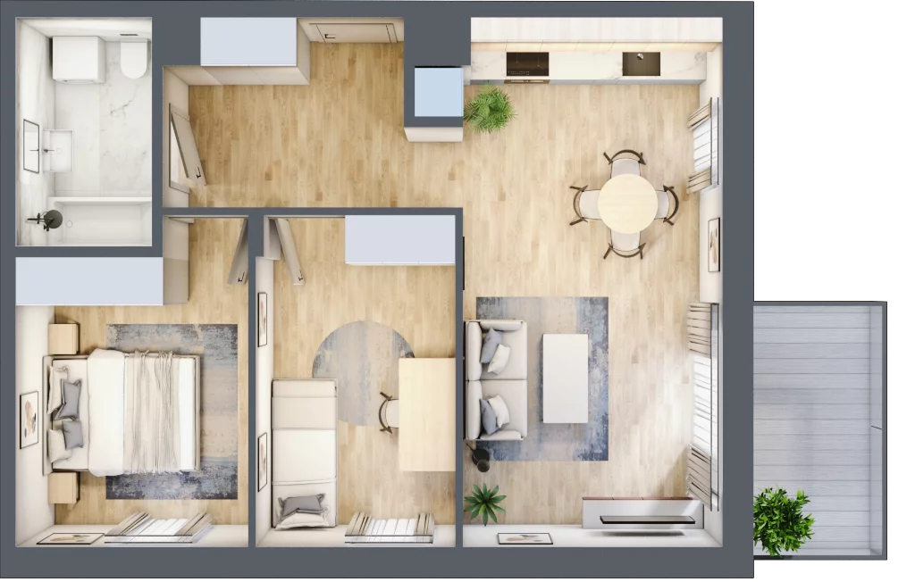 3 pokoje, mieszkanie 54,81 m², piętro 1, oferta nr F_13, 3 Ogrody, Zamienie, ul. Anyżkowa
