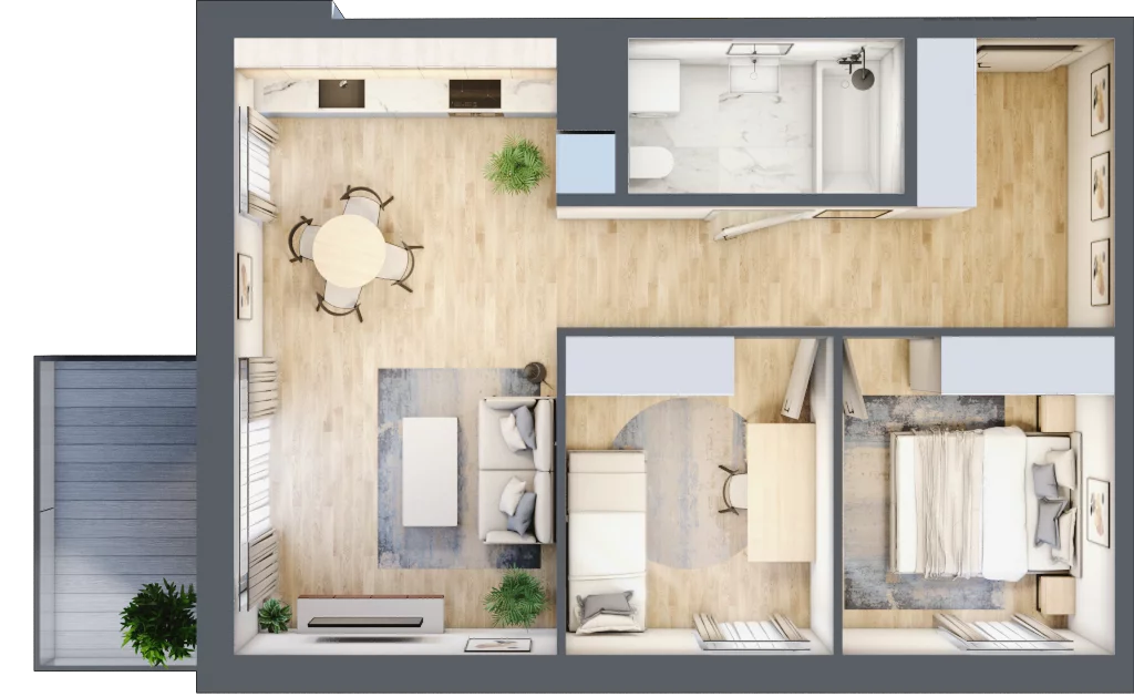 3 pokoje, mieszkanie 53,52 m², piętro 1, oferta nr F_19, 3 Ogrody, Zamienie, ul. Anyżkowa
