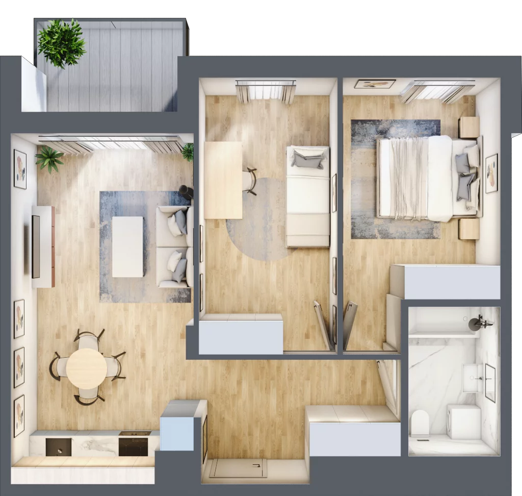 3 pokoje, mieszkanie 56,26 m², piętro 1, oferta nr F_20, 3 Ogrody, Zamienie, ul. Anyżkowa