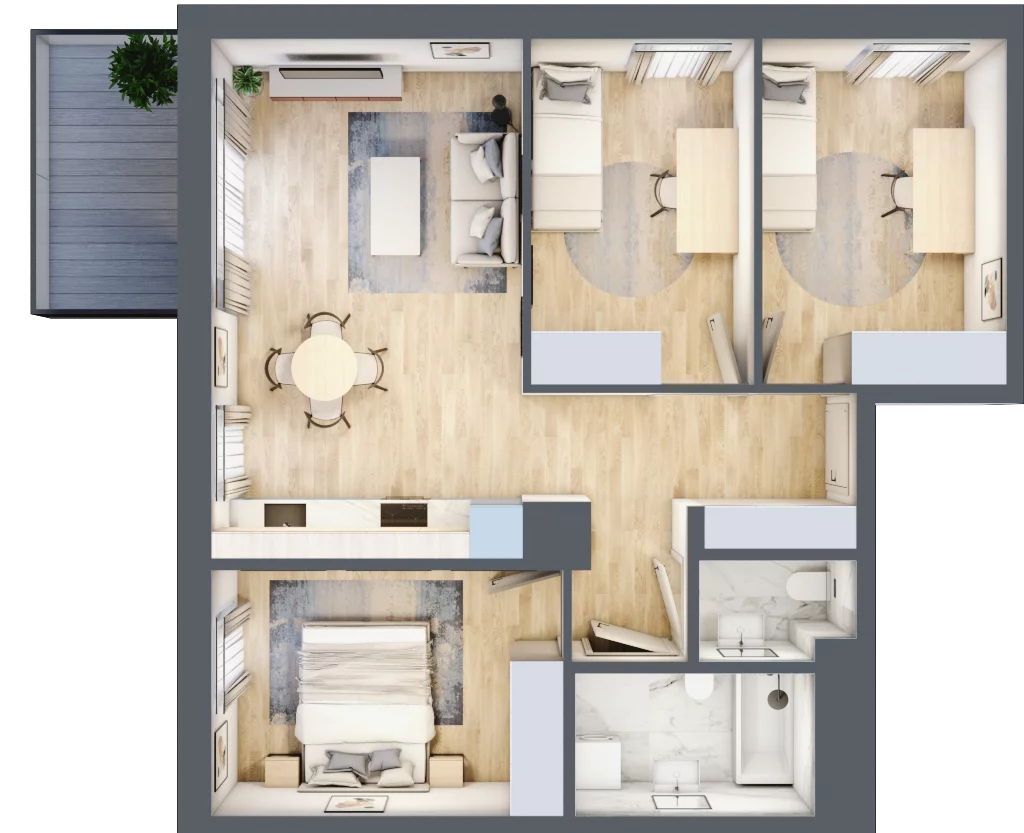 4 pokoje, mieszkanie 66,44 m², piętro 3, oferta nr F_34, 3 Ogrody, Zamienie, ul. Anyżkowa