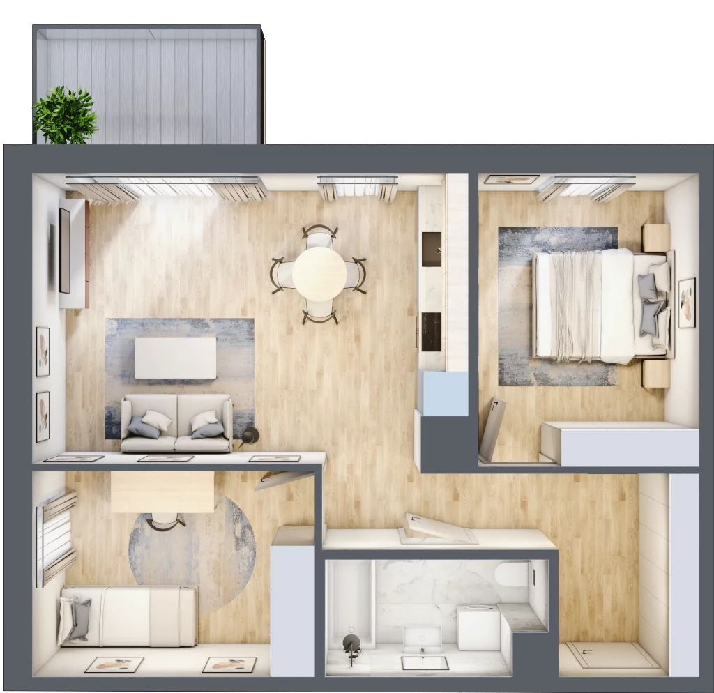 3 pokoje, mieszkanie 57,82 m², piętro 1, oferta nr G_27, 3 Ogrody, Zamienie, ul. Anyżkowa
