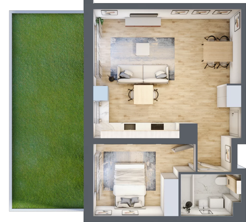 2 pokoje, mieszkanie 49,37 m², parter, oferta nr RD2/A/07, Rędzińska, Wrocław, Maślice, ul. Rędzińska