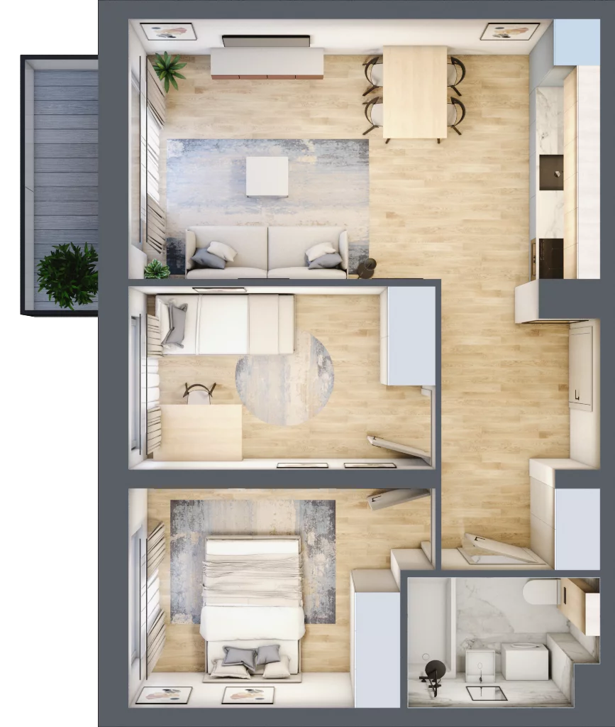3 pokoje, mieszkanie 51,56 m², piętro 3, oferta nr RD2/A/35, Rędzińska, Wrocław, Maślice, ul. Rędzińska