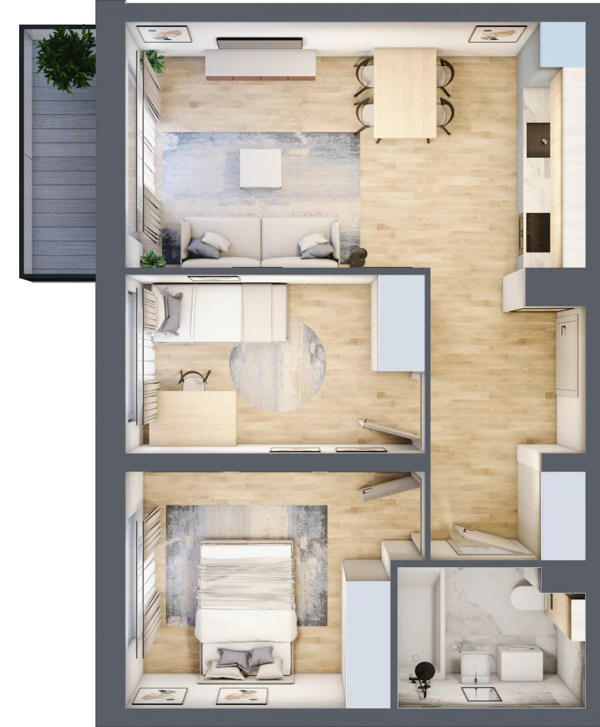 3 pokoje, mieszkanie 52,65 m², piętro 3, oferta nr RD2/A/37, Rędzińska, Wrocław, Maślice, ul. Rędzińska