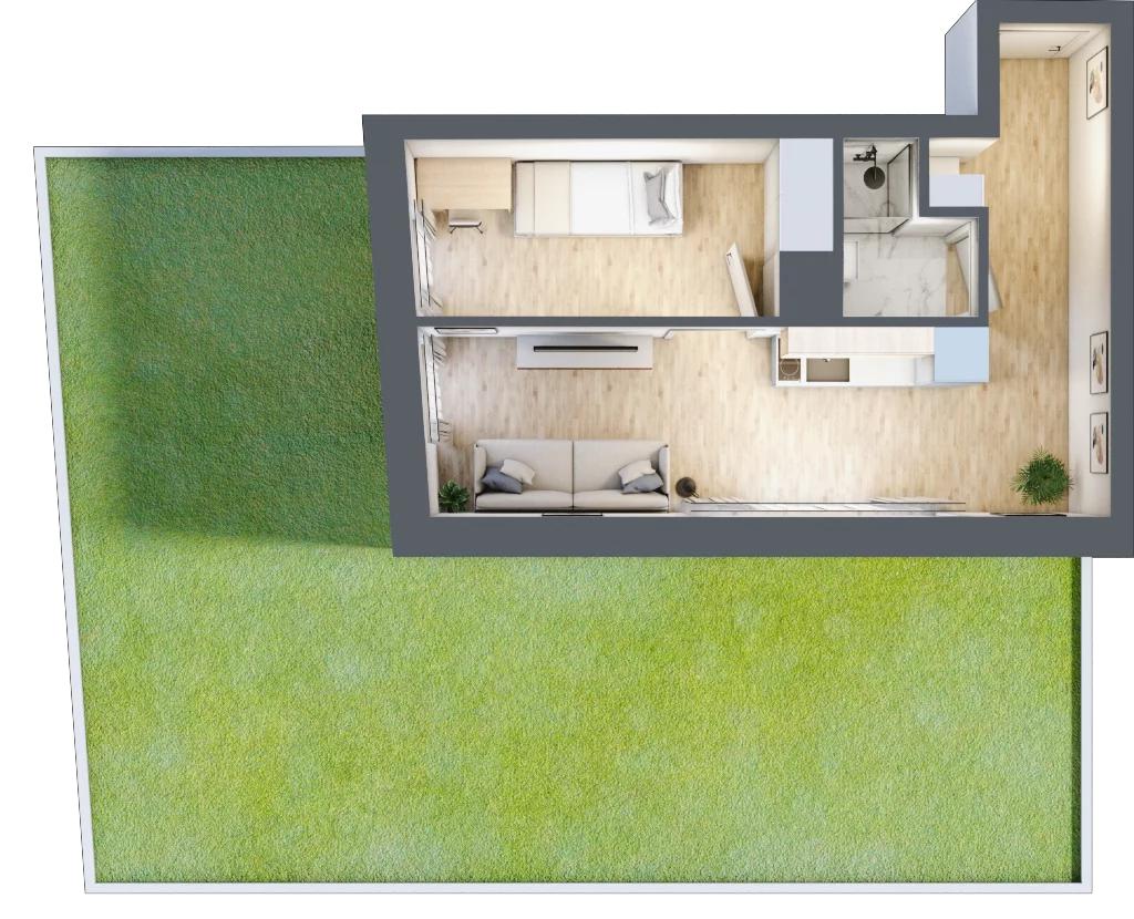2 pokoje, apartament 31,93 m², parter, oferta nr 1.B.06, Żegiestowska, Wrocław, Gaj, Krzyki, ul. Żegiestowska 3