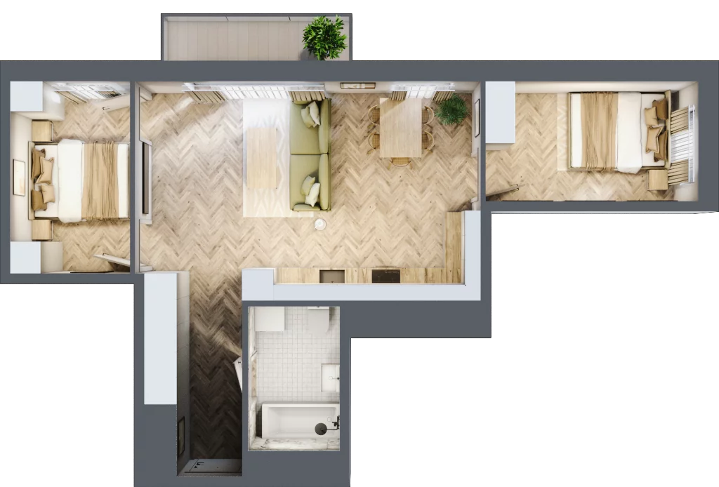 3 pokoje, mieszkanie 55,69 m², piętro 1, oferta nr D1.14, Trakt Lubelski Etap III, Warszawa, Wawer, Zbytki, ul. Trakt Lubelski 181C/181D