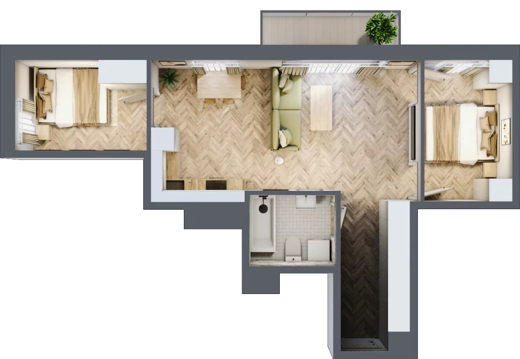 3 pokoje, mieszkanie 52,53 m², piętro 3, oferta nr D2.22, Trakt Lubelski Etap III, Warszawa, Wawer, Zbytki, ul. Trakt Lubelski 181C/181D