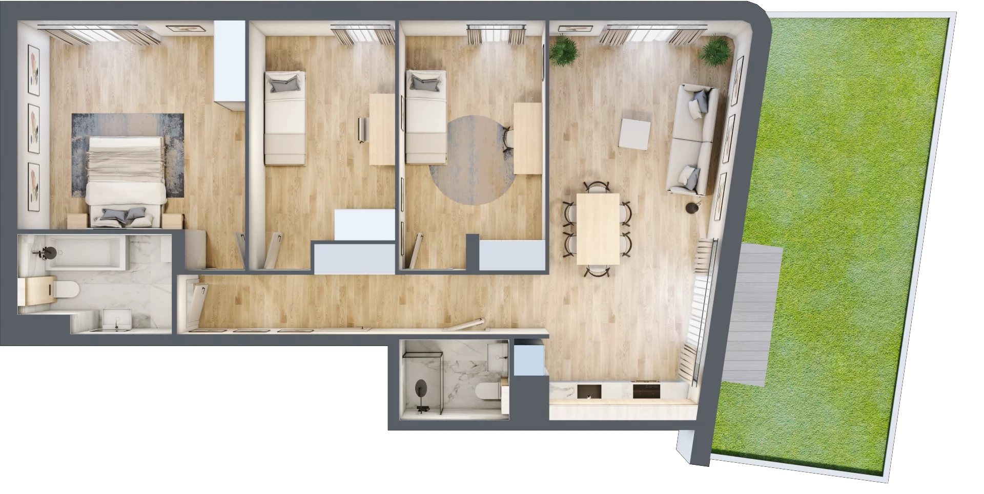 4 pokoje, apartament 94,64 m², parter, oferta nr M3, Art Deco Mokotów, Warszawa, Mokotów, Stegny, ul. Białej Koniczyny
